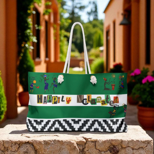 Handcrafted Ethnic Music Art Weekender Bag - Oversized, Durable Tote with Rope Handles