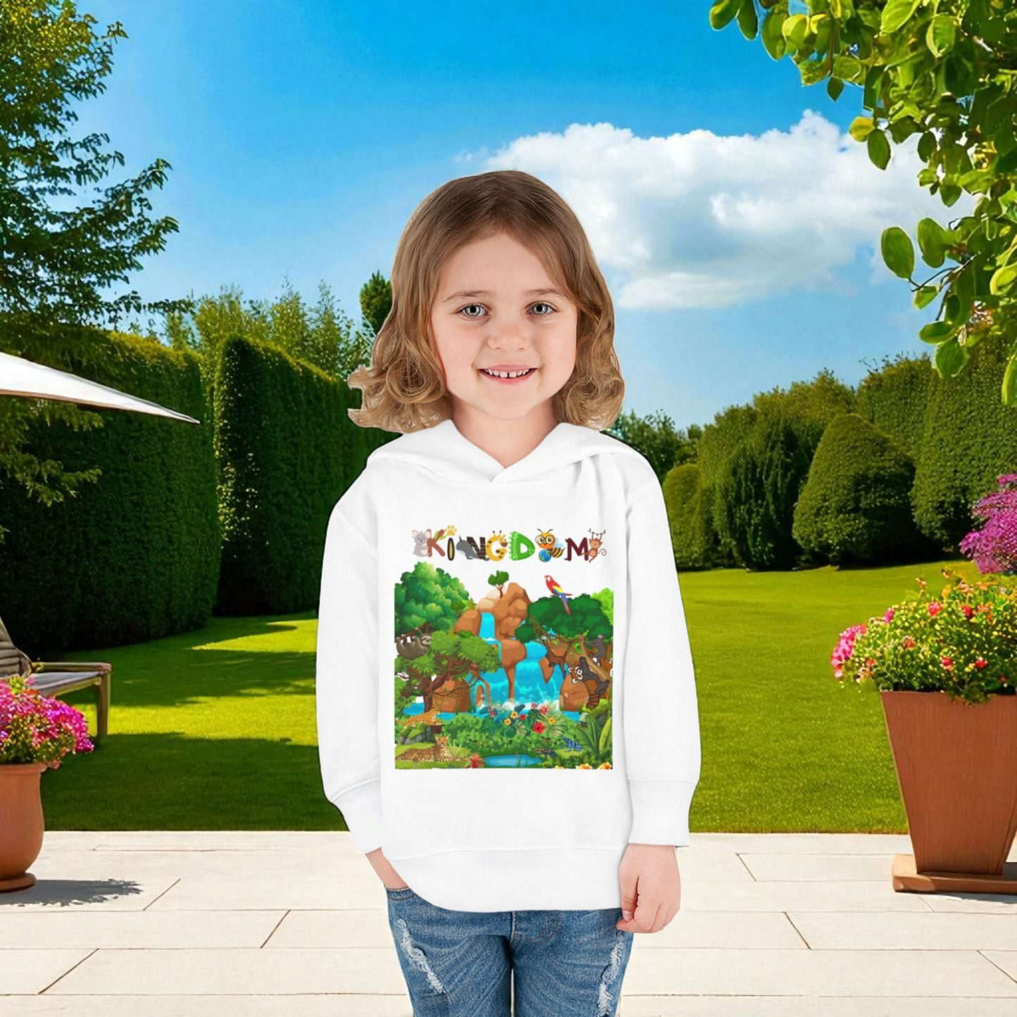Jungle Life Toddler Hoodie, Kids Safari Pullover, Wildlife Theme , Graphic Nature Boy/Girl Jacket