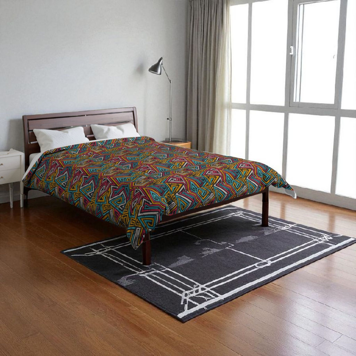 Colorful Geometric Comforter, Bohemian Bedding, Cozy Bedroom Decor, Home Textile Gift Printify
