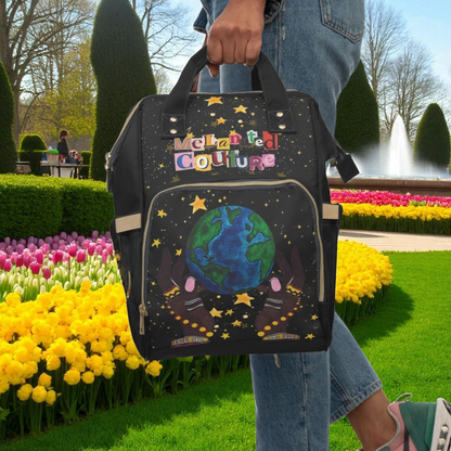 Ethnic Cosmic Themed Multifunctional Diaper Backpack - Stylish & Versatile Baby Bag