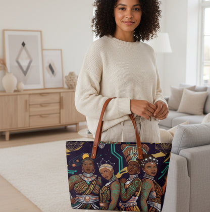 Afro-Futurism Themed Graphic Tote Bag | Diving Cloth