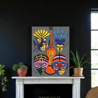 Tribal Mask Acrylic Prints, Wall Art Decor, Native American Artwork, Home Office Decor Printify