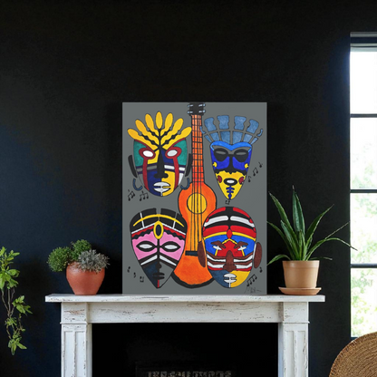 Tribal Mask Acrylic Prints, Wall Art Decor, Native American Artwork, Home Office Decor