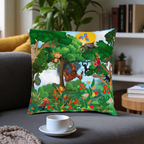 Vibrant Jungle Animal Square Pillow - Perfect for Kids' Rooms & Playspaces Printify