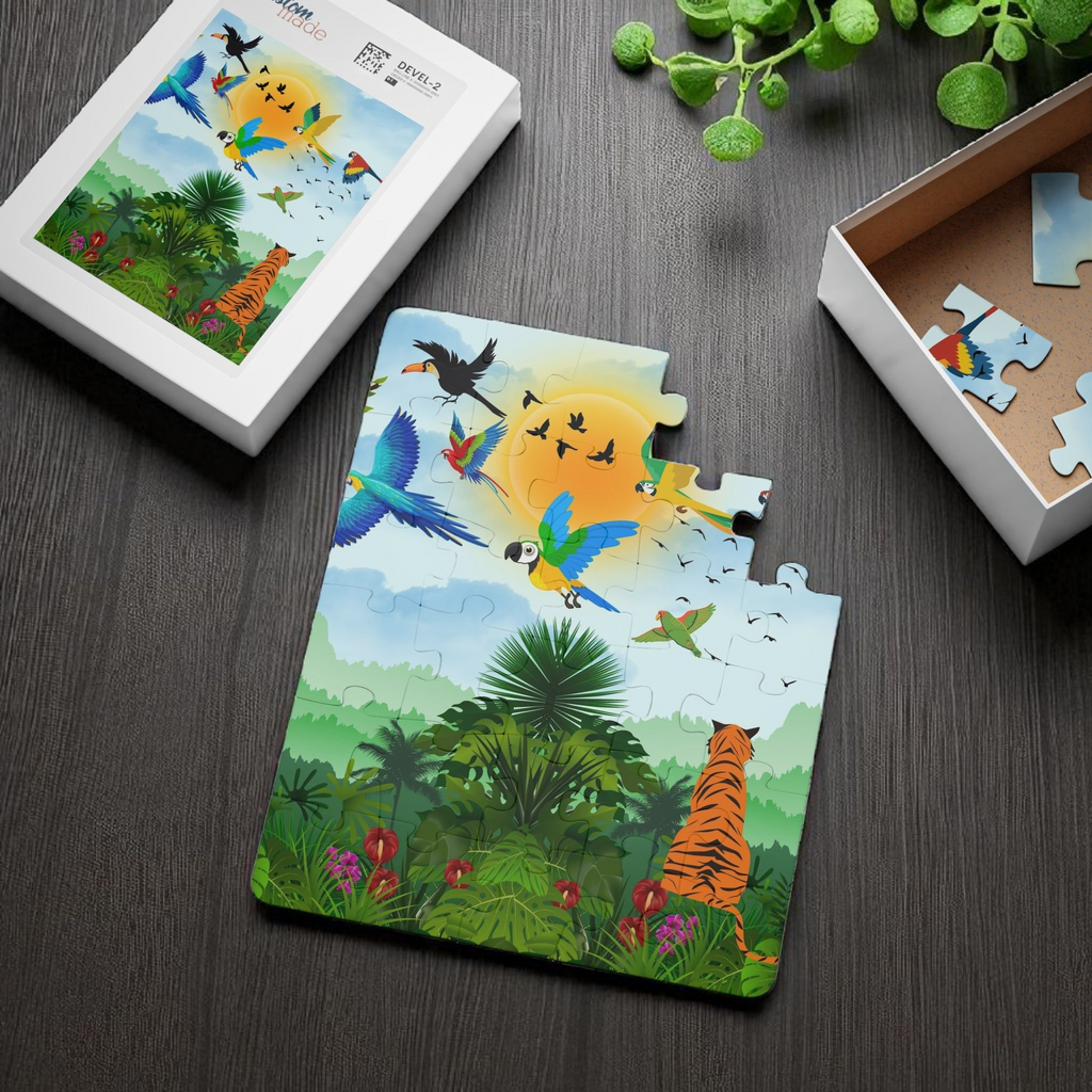 Colorful Jungle Adventure Puzzle for Kids – 30 Pieces – Fun Learning Activity Printify