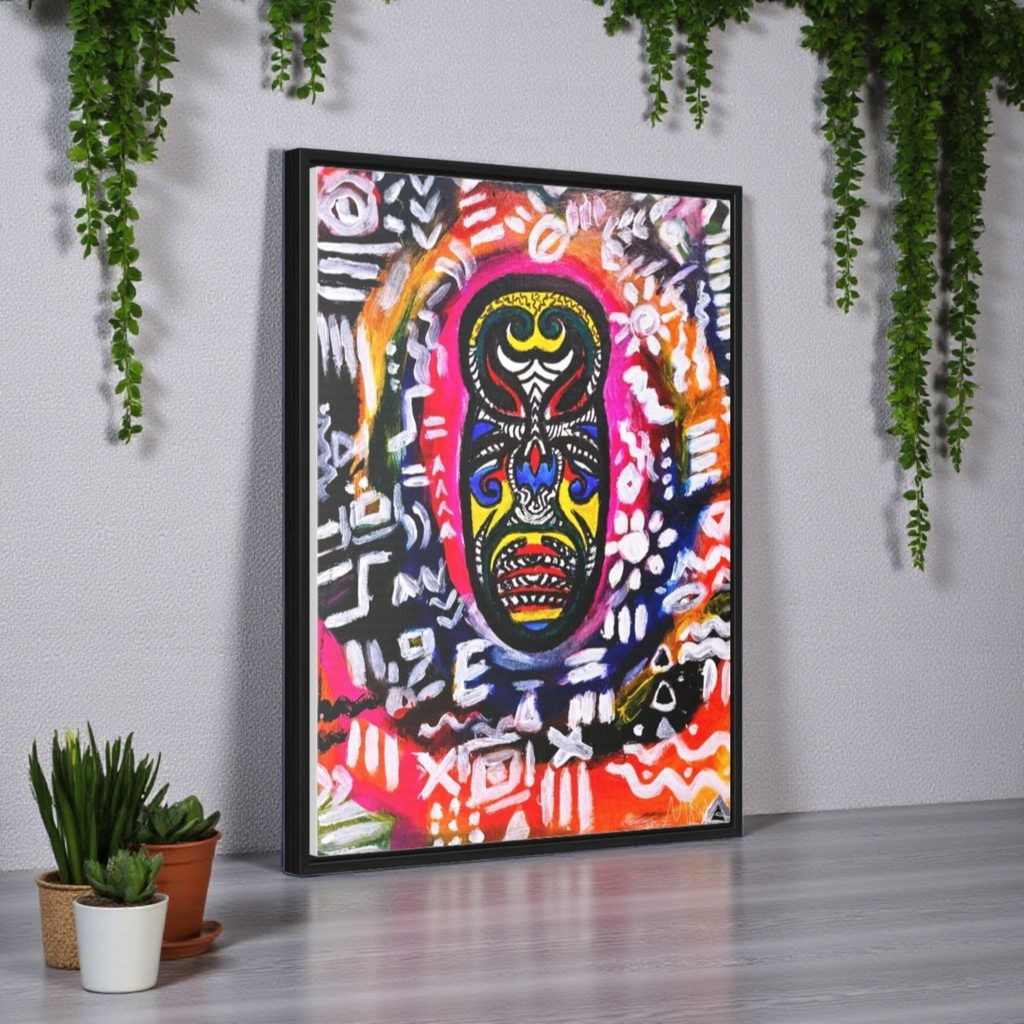 Beautiful Tribal Mask Canvas Art, Multiple Sizes Vertical Frame, Perfect Wall Decor Printify