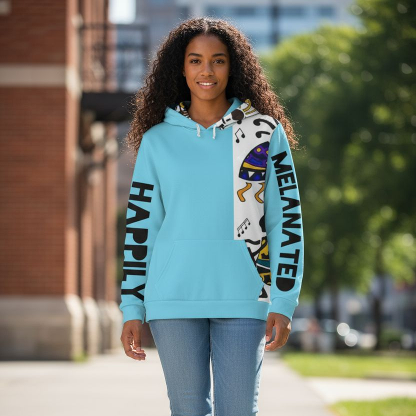Hand-Drawn Afro Music Motifs Allover Hoodie, Unisex Streetwear for All Teespring