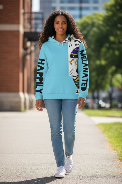 Hand-Drawn Afro Music Motifs Allover Hoodie, Unisex Streetwear for All