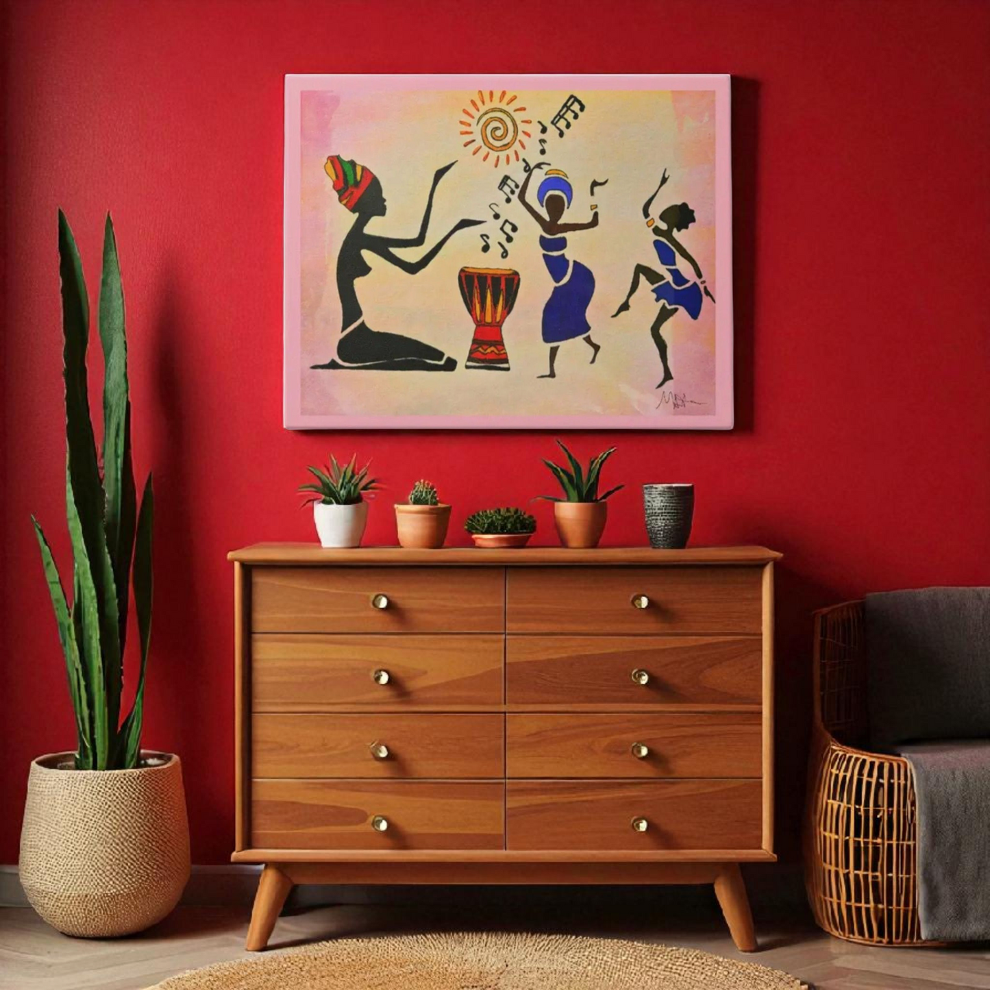 Original Hand Drawn Tribal Music Wall Art, Unique Ethnic Illustration