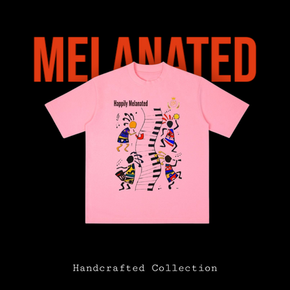 Afro Music Cartoon Graphic Unisex T-shirt, Vintage Wash Drop Shoulder T-shirt