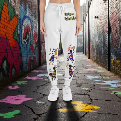 Handcrafted Afro Music Cartoon Art Athletic Joggers, Unisex Sweatpants