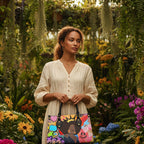 Tote bag featuring graffiti-style Afrocentric artwork, designed with black handles Yoycol