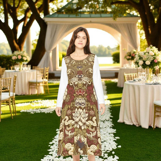 Elegant Floral Print Long Sleeve Dance Dress, Perfect for Parties, Dance Recitals