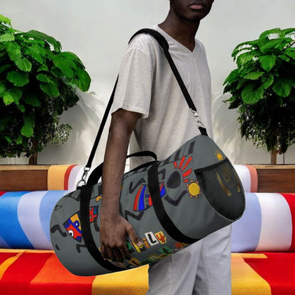 Afro Music Cartoon Piano Art Handcrafted Duffel Bag - Musician Gift, Travel Bag, Music Lover Gym Bag