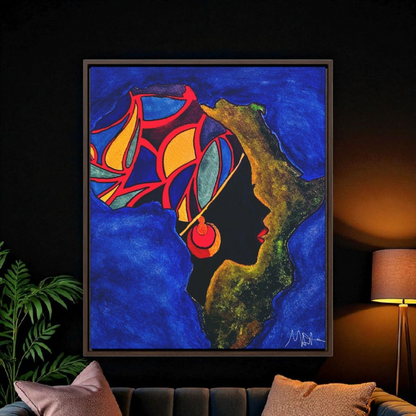 African Essence Original Ethnic Portrait - Authentic Continental Painting,Vertical Frame
