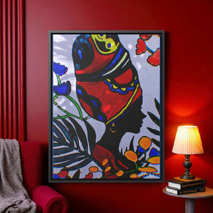 Artisan Black Woman Portrait, Handcrafted Wall Art, Empowering Home Decor, Vertical Frame