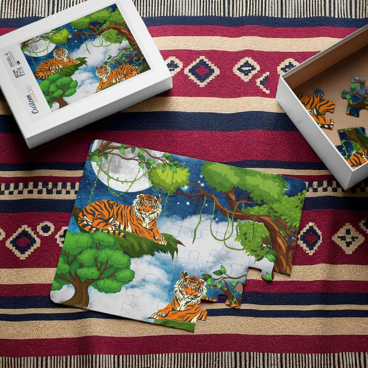 Kids' Puzzle, 30-Piece - Jungle Animal Tiger Puzzle, Fun Educational Toy, Preschool Gift Printify