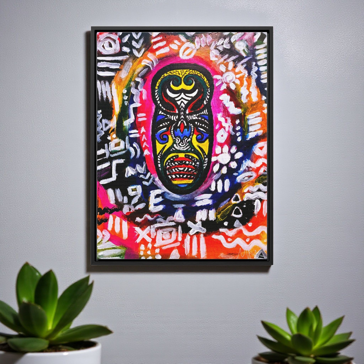 Beautiful Tribal Mask Canvas Art, Multiple Sizes Vertical Frame, Perfect Wall Decor Printify