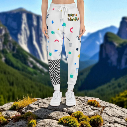 Handcrafted Aztec Pattern Unisex Athletic Joggers, Comfy Aztec Workout Pants