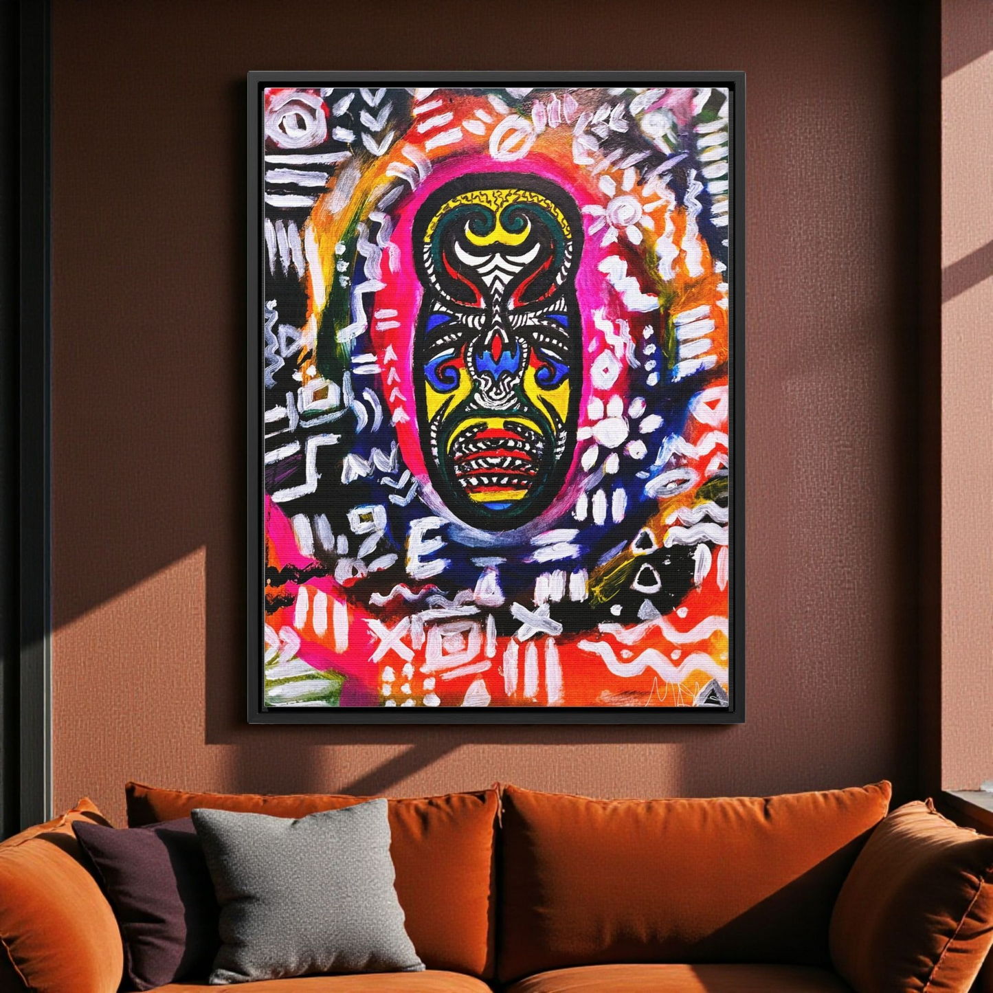 Beautiful Tribal Mask Canvas Art, Multiple Sizes Vertical Frame, Perfect Wall Decor