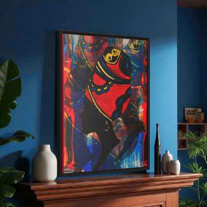 Artisan Black Woman Portrait, Handcrafted Wall Art, Empowering Home Decor, Vertical Frame