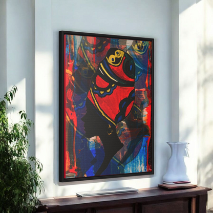 Artisan Black Woman Portrait, Handcrafted Wall Art, Empowering Home Decor, Vertical Frame