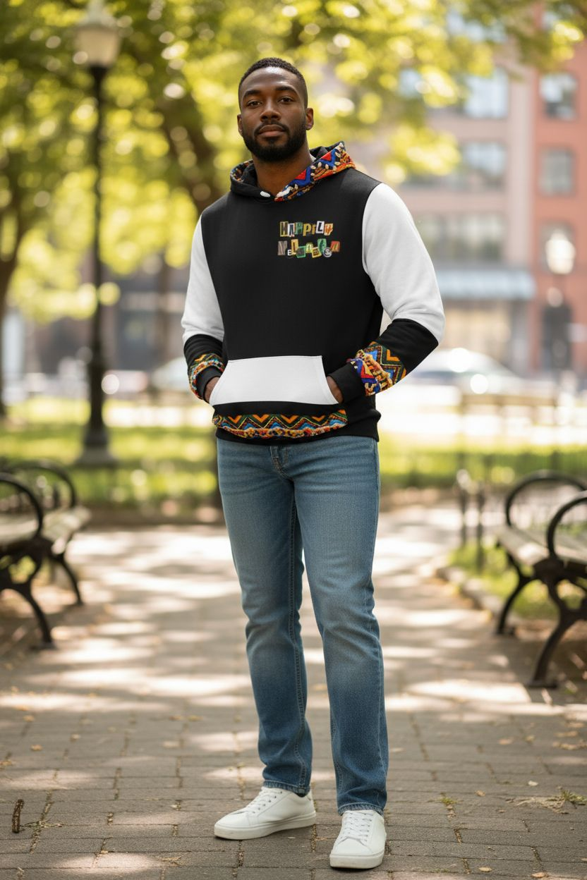 Handcrafted Ethnic Patterned Unisex Hoodie, Artisan Tribal Design