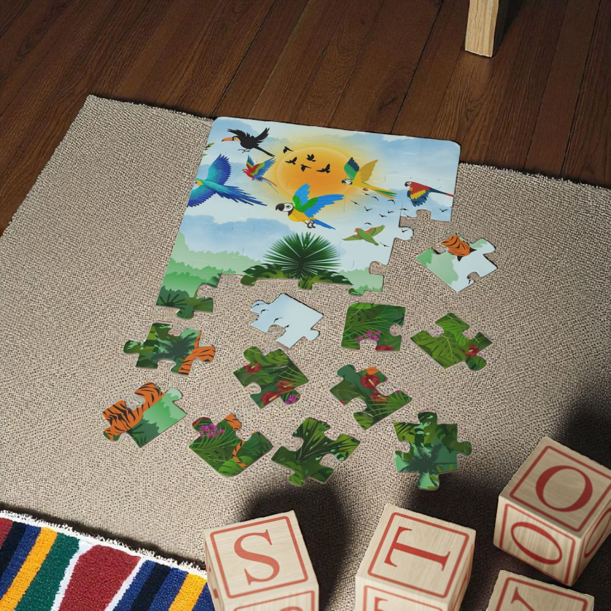 Colorful Jungle Adventure Puzzle for Kids – 30 Pieces – Fun Learning Activity Printify