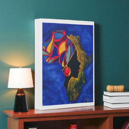 Ethnic Wall Art - Abstract Africa Map Painting on Canvas, Detailed Handcrafted Continent Illustration