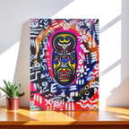 Unique Tribal Mask Painting,  Matte Canvas Stretched - Authentic Ethnic Decor Printify