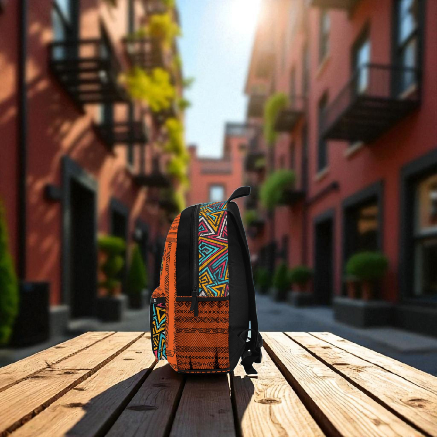 Ethnic Music Backpack, Music Lover Bag, Cartoon Print Rucksack, Ethnic Design