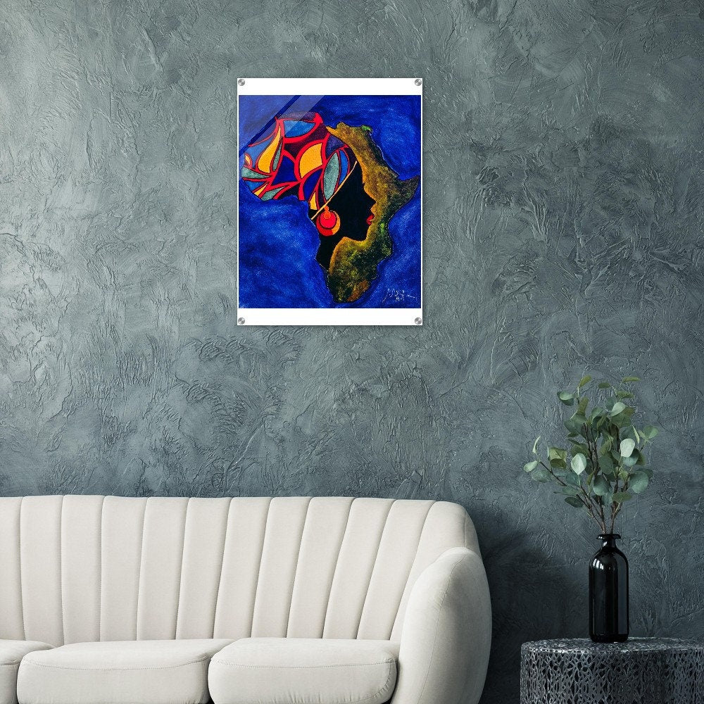 Original Ethnic Portrait - Handcrafted Continental Painting of Africa, Vibrant Wall Art Gelato