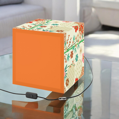 Japanese Floral Cube Lamp — Vintage Sakura Pattern Light Cube