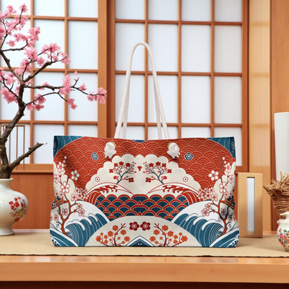 Stylish Weekender Bag with Floral Wave Design | Perfect for Travel