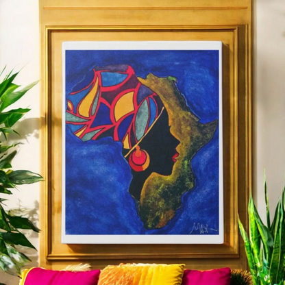 Ethnic Wall Art - Abstract Africa Map Painting on Canvas, Detailed Handcrafted Continent Illustration