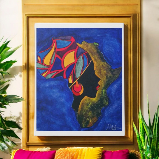 Ethnic Wall Art - Abstract Africa Map Painting on Canvas, Detailed Handcrafted Continent Illustration