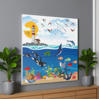 Canvas Gallery Wraps, Aquatic Animal Nautical Art, Ocean Animal Wall Art, Marine Wildlife Printify