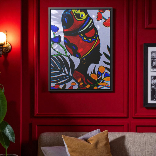 Artisan Black Woman Portrait, Handcrafted Wall Art, Empowering Home Decor, Vertical Frame