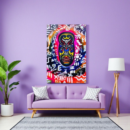 Vibrant Tribal Mask Painting,  Acrylic Print - Authentic Handcrafted Decor