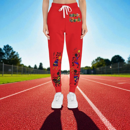 Afro Music Cartoon Art Unisex Athletic Joggers, Handcrafted Jogger Pants, Music Lover Gift