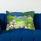 Cozy Wildlife Lumbar Pillow - Nature-Inspired Panda & Elephant Design Printify