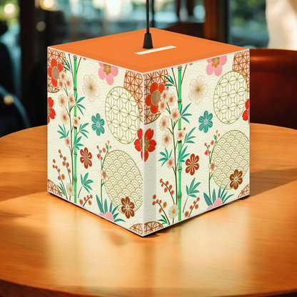 Japanese Floral Cube Lamp — Vintage Sakura Pattern Light Cube