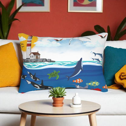 Ocean Adventure Lumbar Pillow - Nautical Marine Decor for Home