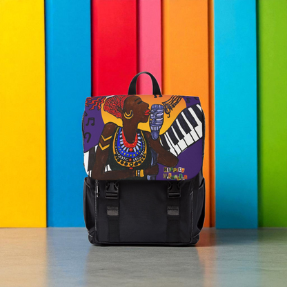 Afro Singer, Music-Inspired Unisex Shoulder Backpack - Stylish & Functional