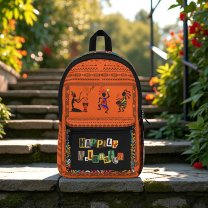 Ethnic Music Backpack, Music Lover Bag, Cartoon Print Rucksack, Ethnic Design