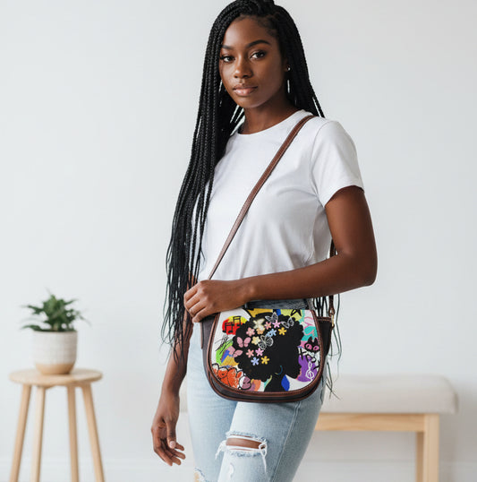 Tambourine Bag Featuring Afro-inspired Graffiti Artwork and a Single Strap Yoycol