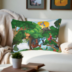 Jungle Adventure Lumbar Pillow - Colorful Wildlife Decor Printify