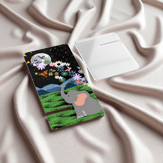 Elephant Floral Celestial Smartphone Stand - Aesthetic Mobile Display for Home or Office