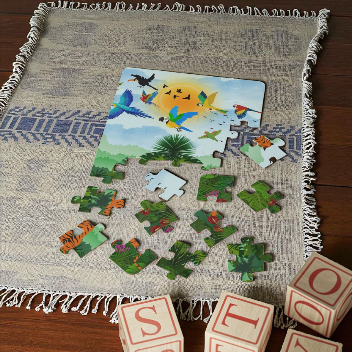 Colorful Jungle Adventure Puzzle for Kids – 30 Pieces – Fun Learning Activity Printify