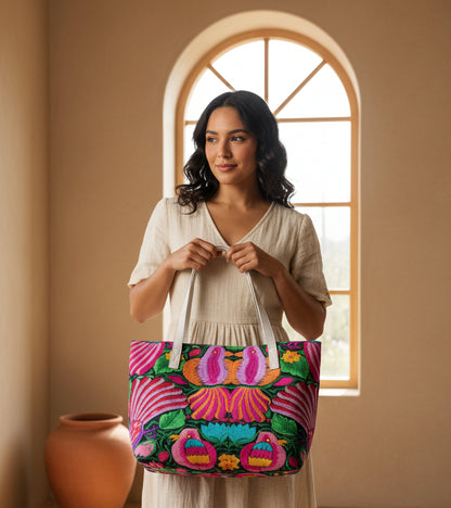Ornithology and Botany-Inspired Stylish PU Leather Tote Bag